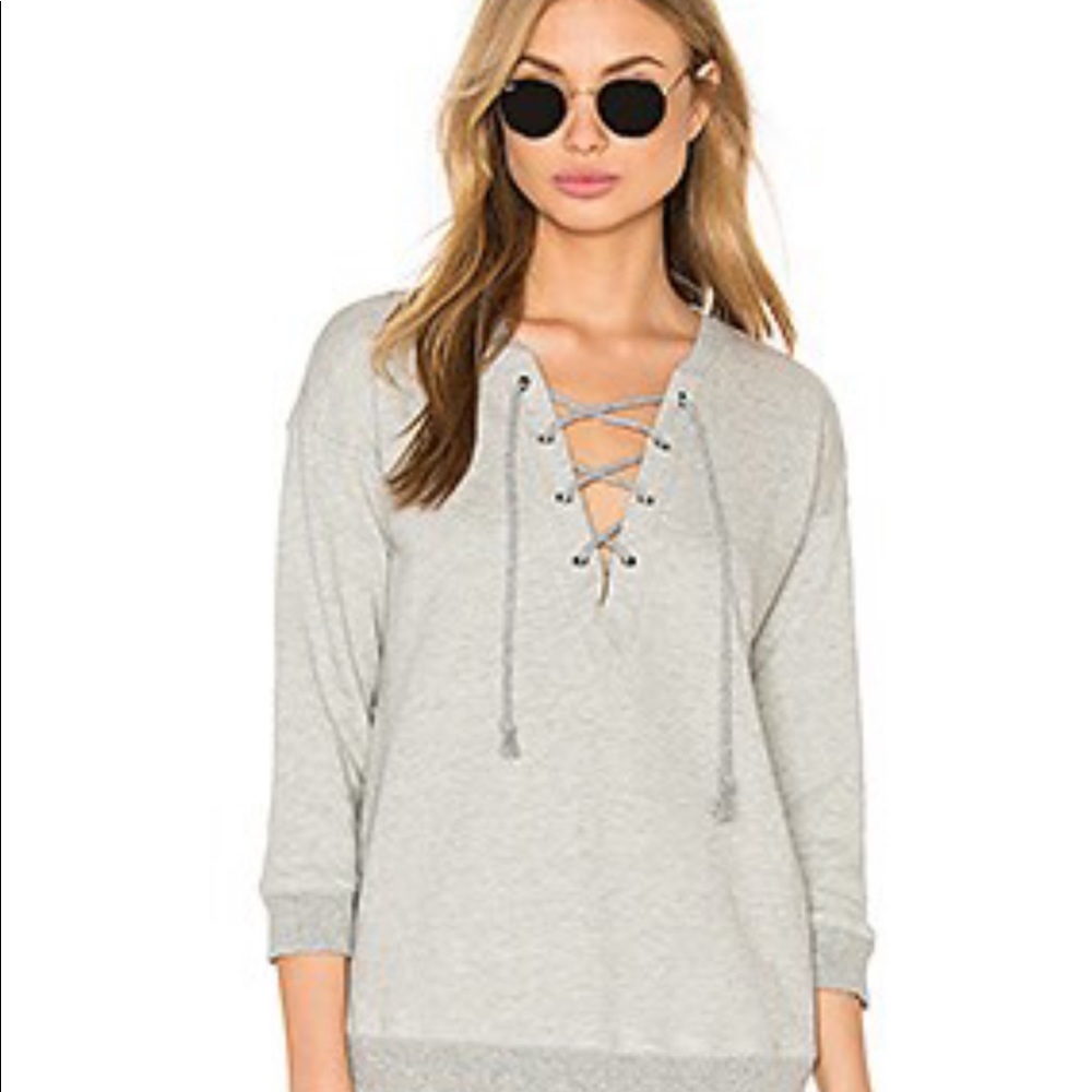 Soft Joie Lace Up Koah Sweatshirt - light gray xs